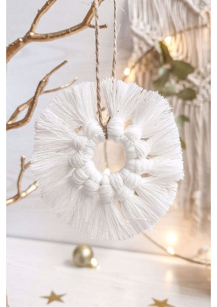 Dekoratif Beyaz Makrome Snowstorm Duvar & Ağaç Süsü