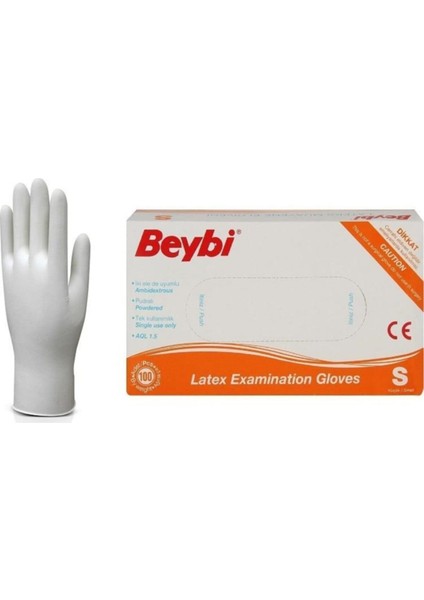 Muayene Eldiven Small Pudralı Lateks 100LÜ Paket 2 Paket