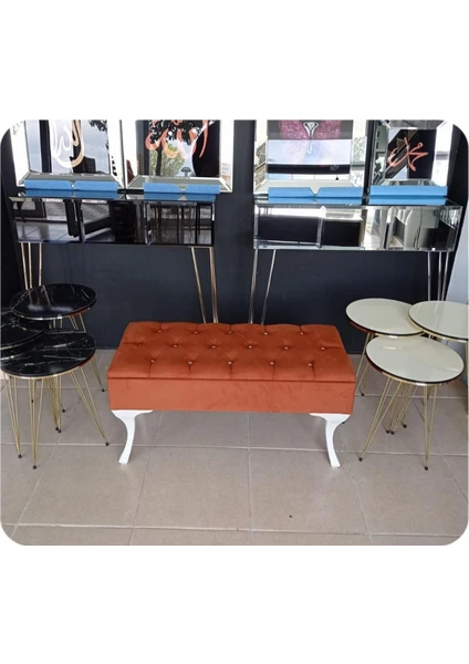 Alda Gelsin Yarım Sandıklı Modern Puf Bench Ayakucu Koltuk 90 cm