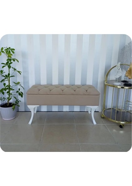 Lüks Yarım Sandıklı Modern Puf Bench Ayakucu Koltuk 100 cm