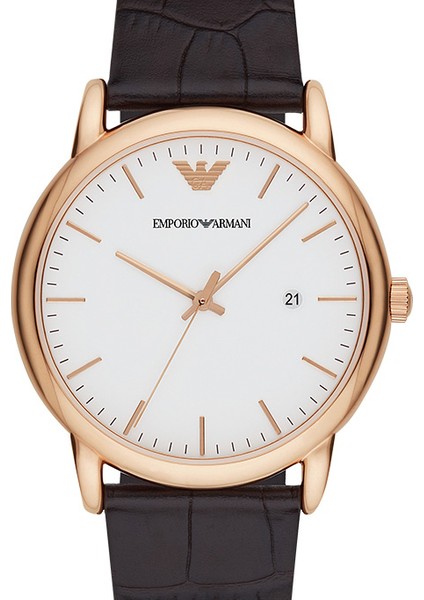 Emporio Armani AR2502 Erkek Deri Bant Kuvars  (Yurt Dışından)