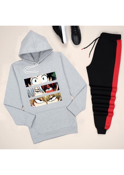 Kapşonlu Gri Hero Eşofman Takımı