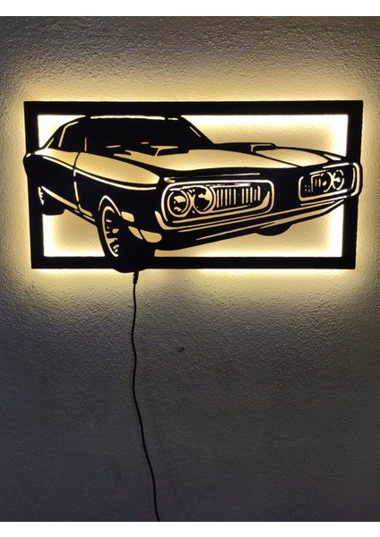 Dodge Charger 1970 LED Işıklı Ahşap Dekoratif Tablo