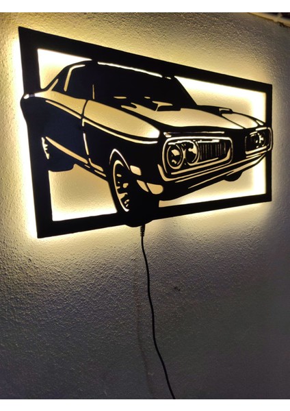 Dodge Charger 1970 LED Işıklı Ahşap Dekoratif Tablo