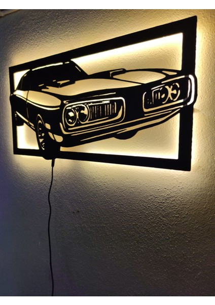 Dodge Charger 1970 LED Işıklı Ahşap Dekoratif Tablo
