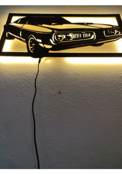 Dodge Charger 1970 LED Işıklı Ahşap Dekoratif Tablo