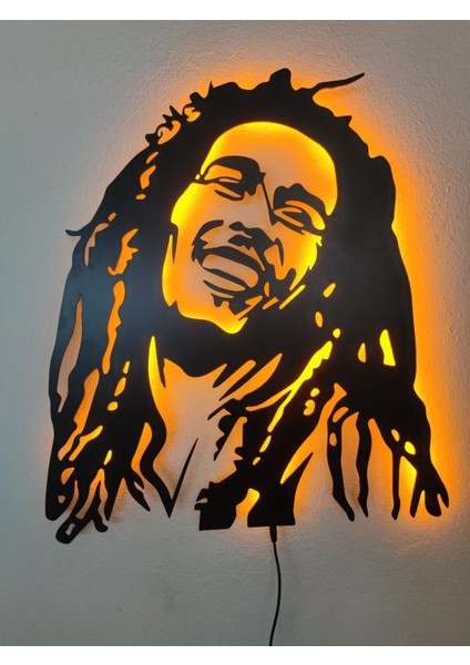 Bob Marley LED Işıklı Ahşap Tablo