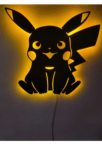 Pikachu LED Işıklı Ahşap Tablo