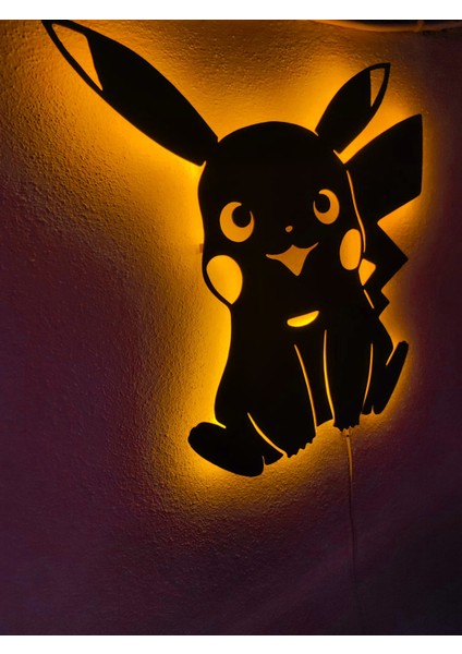 Pikachu LED Işıklı Ahşap Tablo