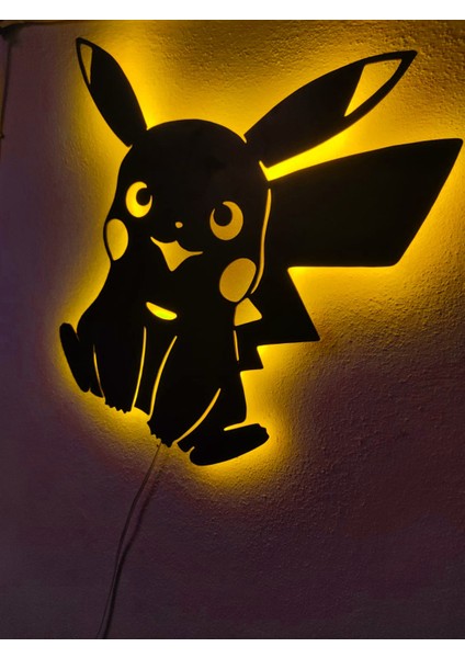 Pikachu LED Işıklı Ahşap Tablo