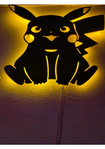 Pikachu LED Işıklı Ahşap Tablo