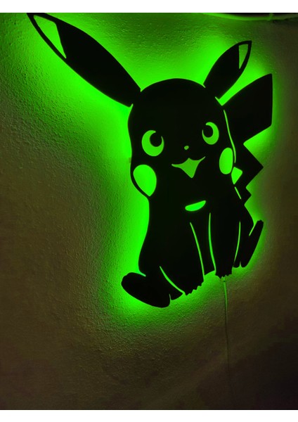 Pikachu LED Işıklı Ahşap Tablo