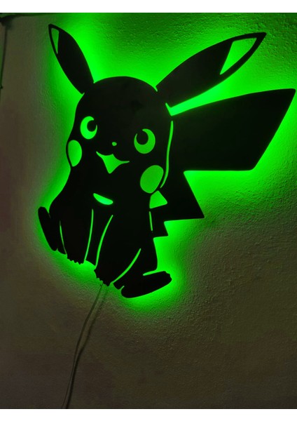 Pikachu LED Işıklı Ahşap Tablo