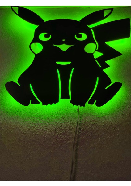 Pikachu LED Işıklı Ahşap Tablo