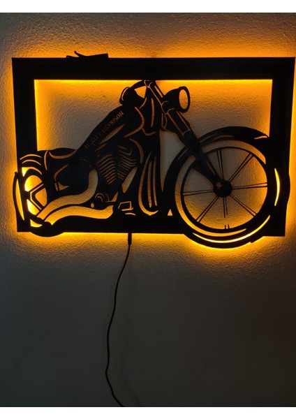 Harley Davidson LED Işıklı Ahşap Tablo