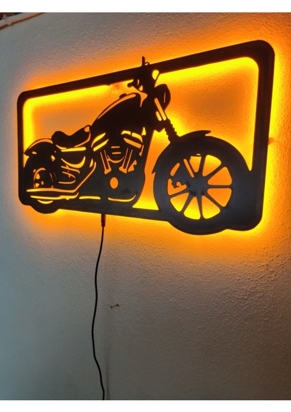 Chopper Motor LED Işıklı Ahşap Tablo