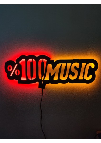 100 Müzik LED Işıklı Ahşap Tablo