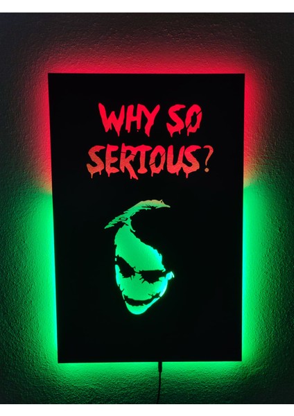 Joker Why So Serious LED Işıklı Ahşap Tablo