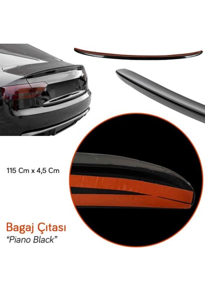 Oto Türk Carpi Egea Bagaj Üstü Spoiler 120 cm Bagaj Çıtası Piano Black