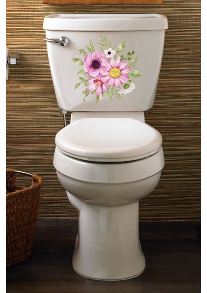 Renkli Çiçekler Klozet Kapağı ve Banyo Sticker
