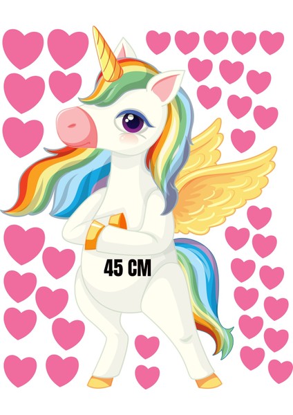 Renkli Sevimli Unicorn Pembe Kalpler Çocuk Odası Anaokulu Duvar Sticker fiyatları