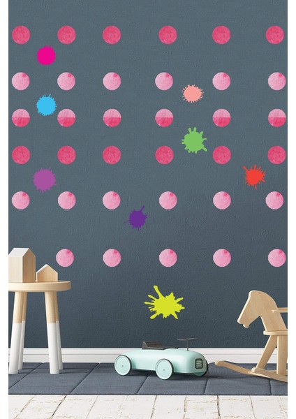 Nature Suluboya Puantiye ve Splash Tasarımlı Çocuk Odası Duvar Sticker fiyatları