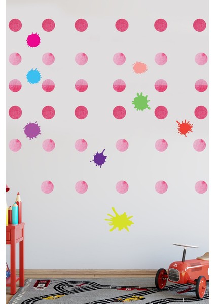 Nature Suluboya Puantiye ve Splash Tasarımlı Çocuk Odası Duvar Sticker modelleri