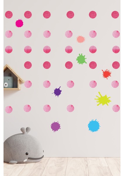 Nature Suluboya Puantiye ve Splash Tasarımlı Çocuk Odası Duvar Sticker indirimleri