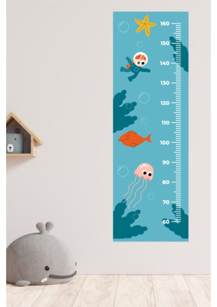 Çocuk Odası Deniz Altı Temalı Boy Ölçme Duvar Sticker