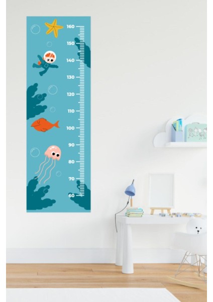Çocuk Odası Deniz Altı Temalı Boy Ölçme Duvar Sticker fırsatları