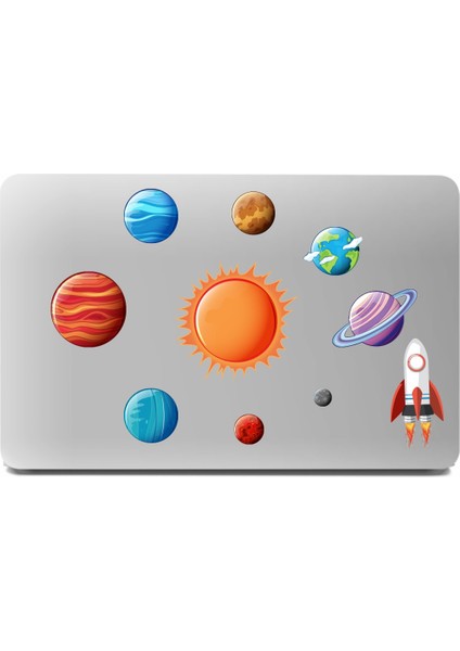 Laptop Sticker Güneş Sistemi ve Uzay Mekiği Temalı