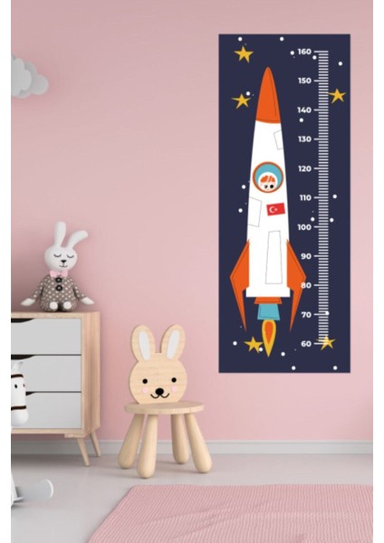 Çocuk Odası Uzay Roketi Temalı Boy Ölçme Cetveli Duvar Sticker fiyatları