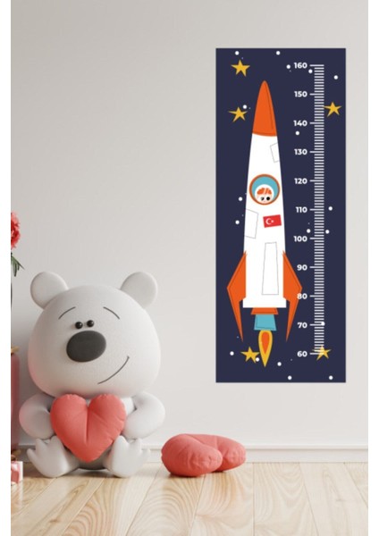 Çocuk Odası Uzay Roketi Temalı Boy Ölçme Cetveli Duvar Sticker modelleri