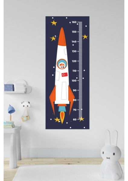 Çocuk Odası Uzay Roketi Temalı Boy Ölçme Cetveli Duvar Sticker fırsatları