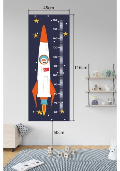 Çocuk Odası Uzay Roketi Temalı Boy Ölçme Cetveli Duvar Sticker indirimleri