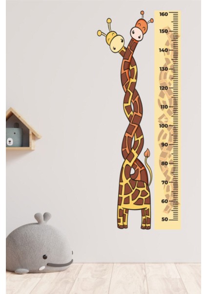 Çocuk Odası Zürafa Temalı Boy Ölçüm Cetveli Duvar Sticker