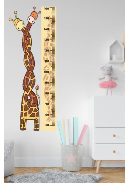 Çocuk Odası Zürafa Temalı Boy Ölçüm Cetveli Duvar Sticker modelleri