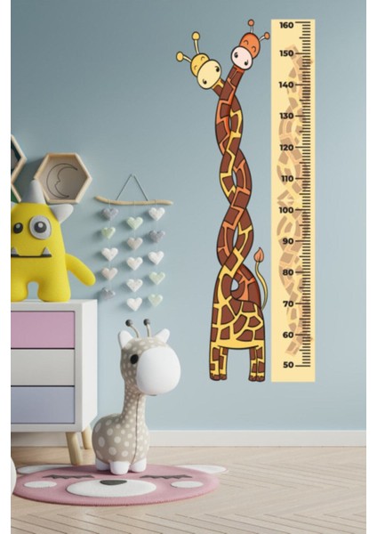 Çocuk Odası Zürafa Temalı Boy Ölçüm Cetveli Duvar Sticker fırsatları