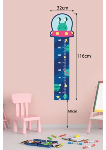 Sevimli Uzaylı Figürlü Boy Ölçme Sticker modelleri