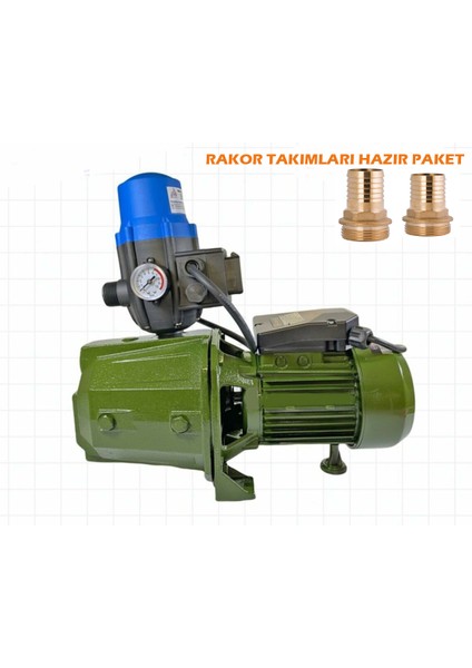 Multi JET100 Metal Dişli Otomatik Sistem Paket Hidrofor Su Pompası 1 Hp 1" Hazır Paket Rakor Takımlı