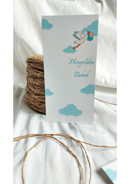 Makrome Kartı - Hoşgeldin Bebek (9,5x19cm) 50 Adet