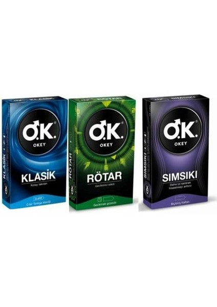 Prezervatif Klasik 10 Lu + Rötar 10 Lu + Sımsıkı 10 Lu