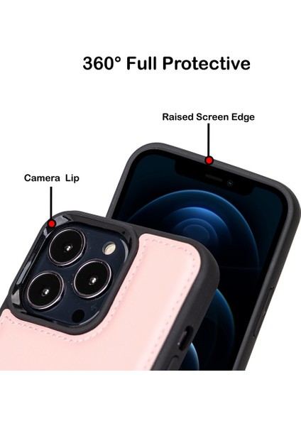 Apple iPhone 13 Pro Deri Kartlıklı Arka Kapak Magsafe Nu2 Pembe modelleri