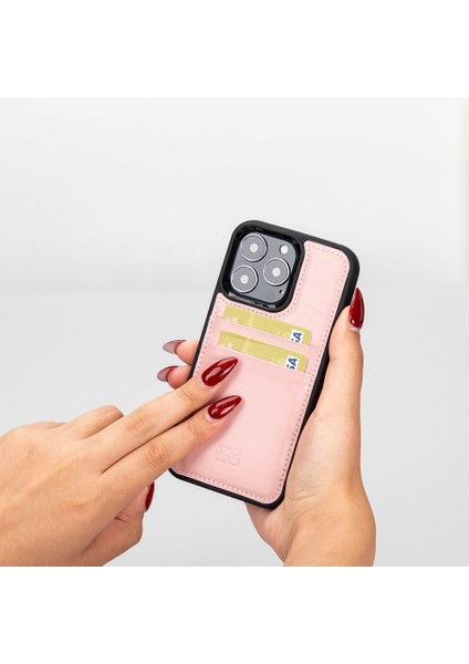 Apple iPhone 13 Pro Deri Kartlıklı Arka Kapak Magsafe Nu2 Pembe indirimleri