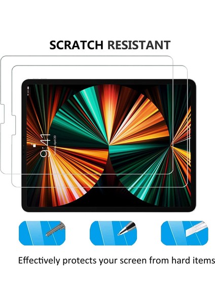 2'li iPad Pro 12.9 2021 9h Sertlik Temperli Cam Ekran Koruyucu (Yurt Dışından)