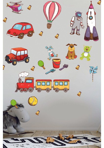 Çocuk Odası Duvar Sticker Araçlar, Sevimli Hayvanlar ve Roketler modelleri
