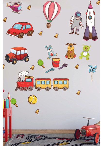 Çocuk Odası Duvar Sticker Araçlar, Sevimli Hayvanlar ve Roketler fırsatları