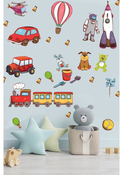 Çocuk Odası Duvar Sticker Araçlar, Sevimli Hayvanlar ve Roketler indirimleri