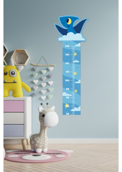 Sevimli Dinozor Figürlü Boy Ölçme Sticker