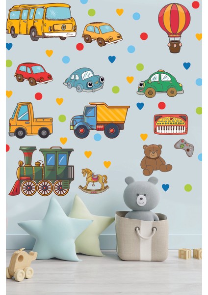 Çocuk Odası Duvar Sticker Araçlar, Dekoratif Figürler ve Roketler indirimleri